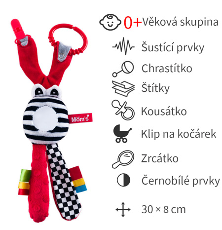 hračky na kočárek s klipem